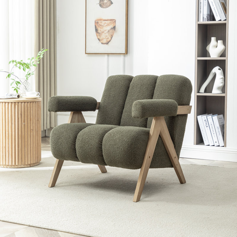 Bula Upholstered Armchair, Green Polyester, 1