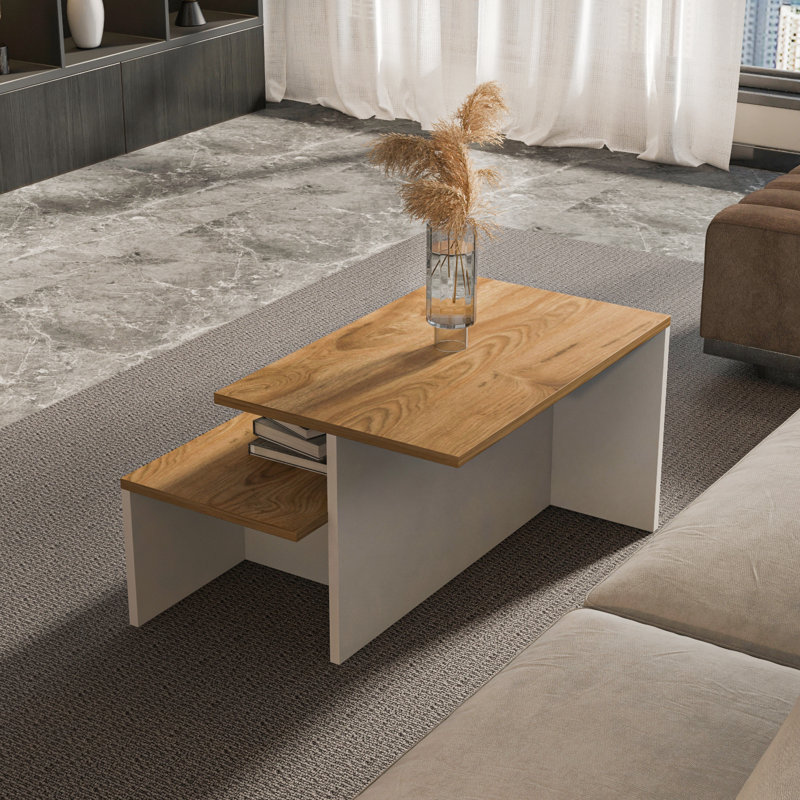 Delanos 2 - Piece Living Room Table Set, Wood/White