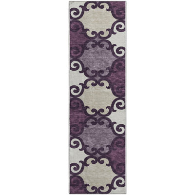 Premium Machine Washable Prisco Eggplant Rug