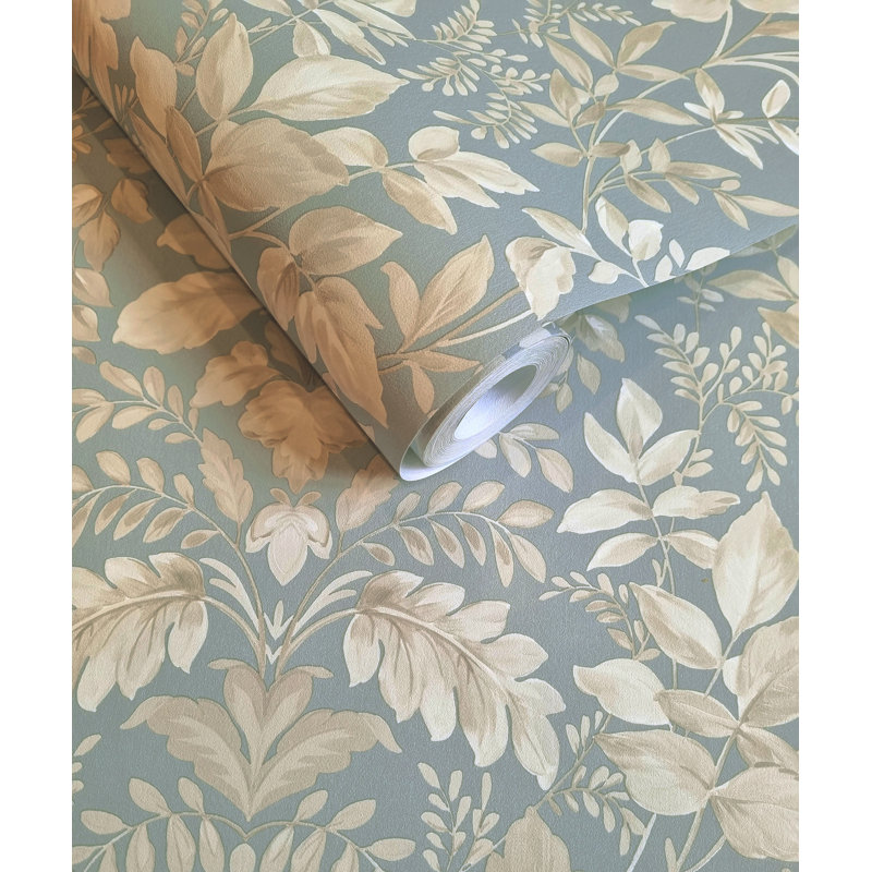 Papier peint botanique Lush Overgrown, Bleu