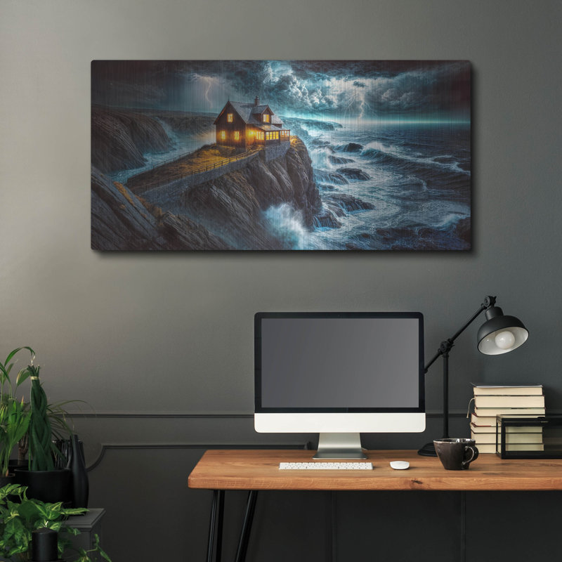 «Night Storm On Coast» par Rey Klimt, art mural en métal, 48 po x 24 po