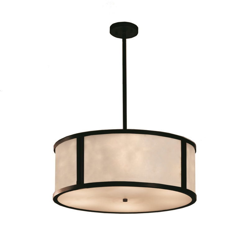Luminaire suspendu tambour 6 lumières Barbel, Bronze foncé