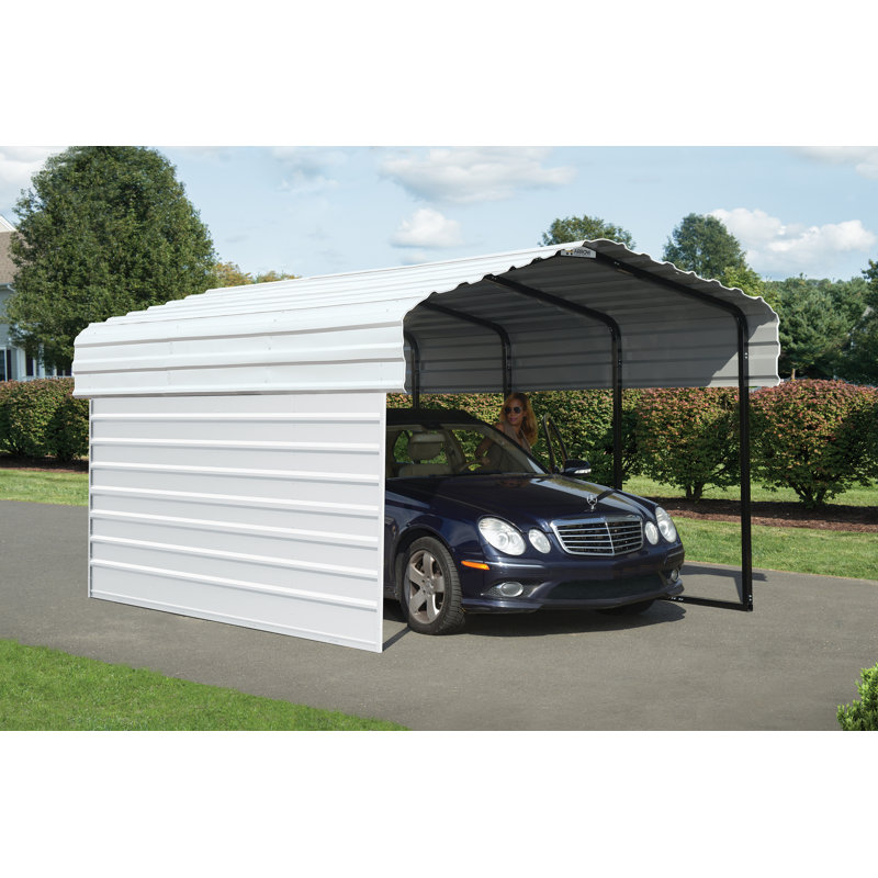 Steel Carport With 1 Side Wall Kit, 10X15X7, 98.4"H x 120"W x 183.25"D