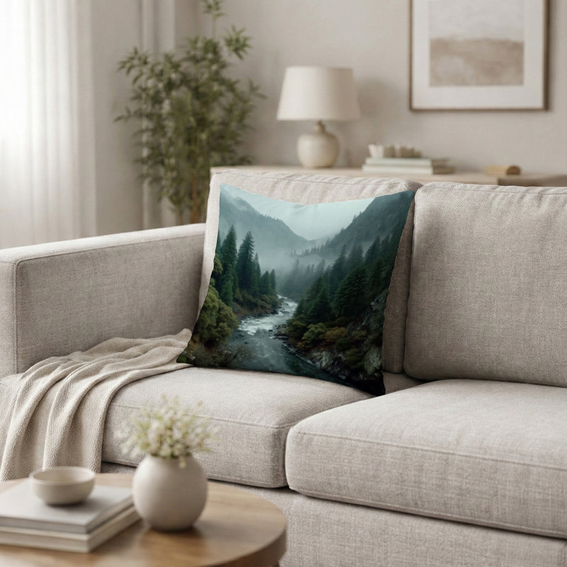 Coussin Forest River Mountains, H 18 po x l 18 po
