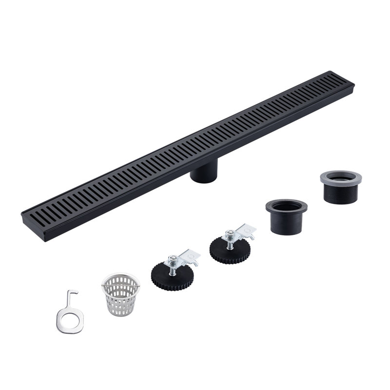 Drain d'évier de cuisine l 28 po, Noir mat