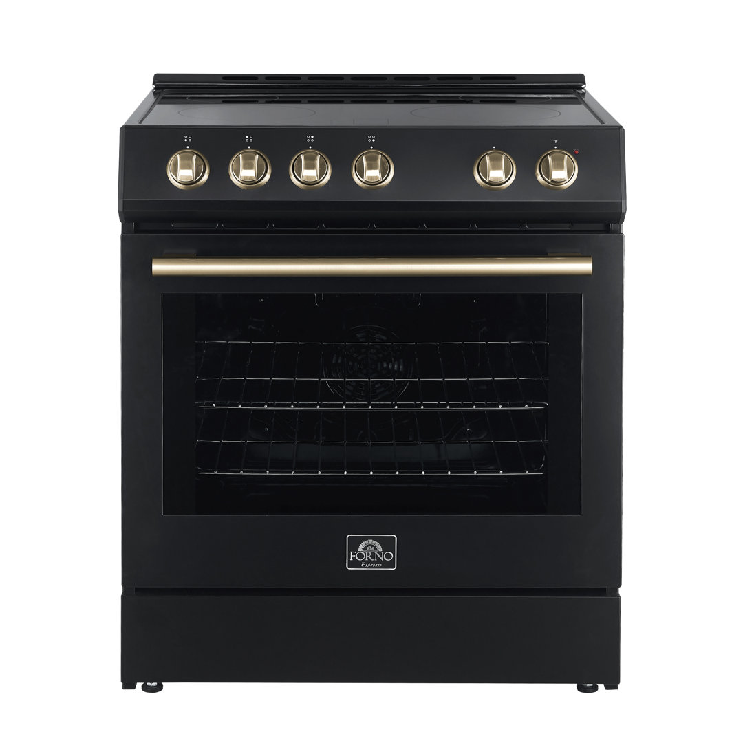 Leonardo Espresso 30-inch Slide-In Electric Range in Stainless-Steel, Black or White, 4 Elements, 7,100 Watts, 5.0 cu.ft. Oven with Convection Fan Forno 