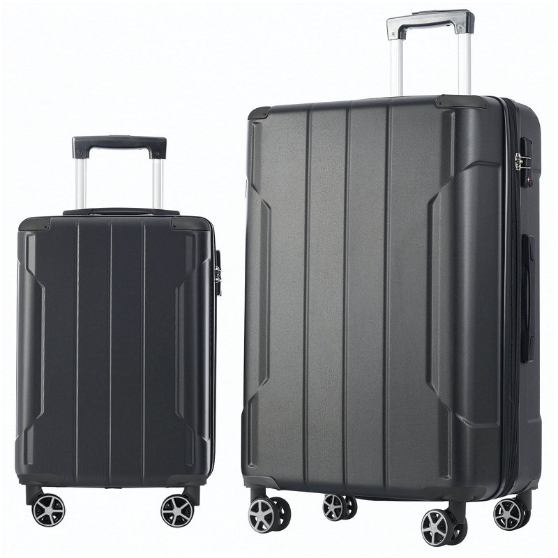 Ensemble de valises extensibles Hardshell en ABS 2 pièces avec roulettes TSA Lock, Black