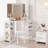 Corner Makeup Vanity with LED Mirror, Charging Station & Stool, Cabinet Storage for Bedroom-1043162023