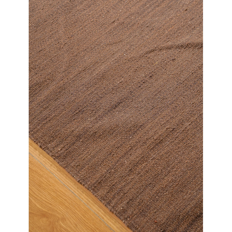 Alithea Hand Woven Flat Weave Kilim Wool Eco-Friendly Area Rugs - Square, Dark Brown Color, Plai Solid Design, Low Pile Handmade Area Rugs for Living Room, Bed Room
