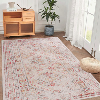 Tapis large, lavable, à poils courts, antidérapant, antidérapant, pliable, adapté aux enfants et aux animaux de compagnie LOOM & LUXE - Tapis pour salon, chambre à coucher, cuisine (beige, 9 pi x 12 pi)