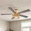 Ventilateur de plafond standard à 5 pales 52 po avec télécommande et ensemble d'éclairage inclus Rippeon-895135529