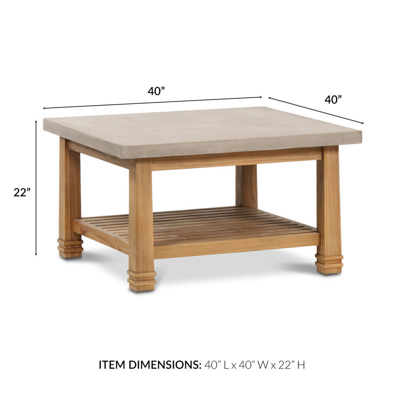 Stockton - Teak Outdoor Coffee Table w/ Polished Concrete Top