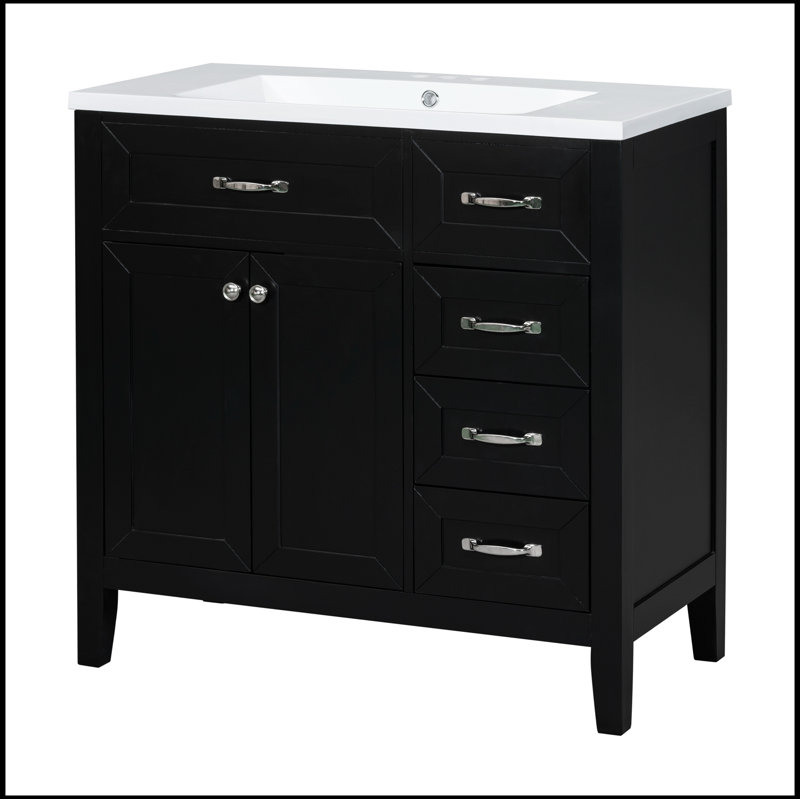 Meuble-lavabo simple avec plateau 35,98 po Savitt, Noir