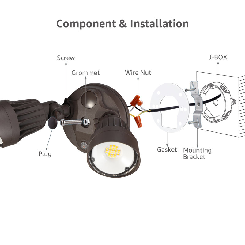 LED Motion Sensor Security Light Dusk to Dawn Color Temperature Selectable