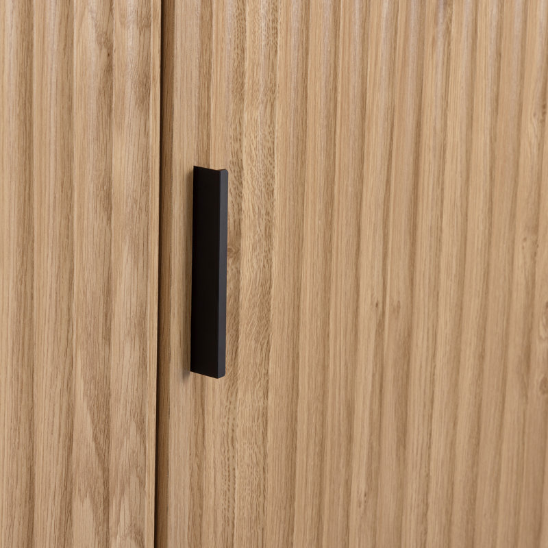 Temeeka 3 Door Manufactured Wood Wardrobe, Black Metal Feet