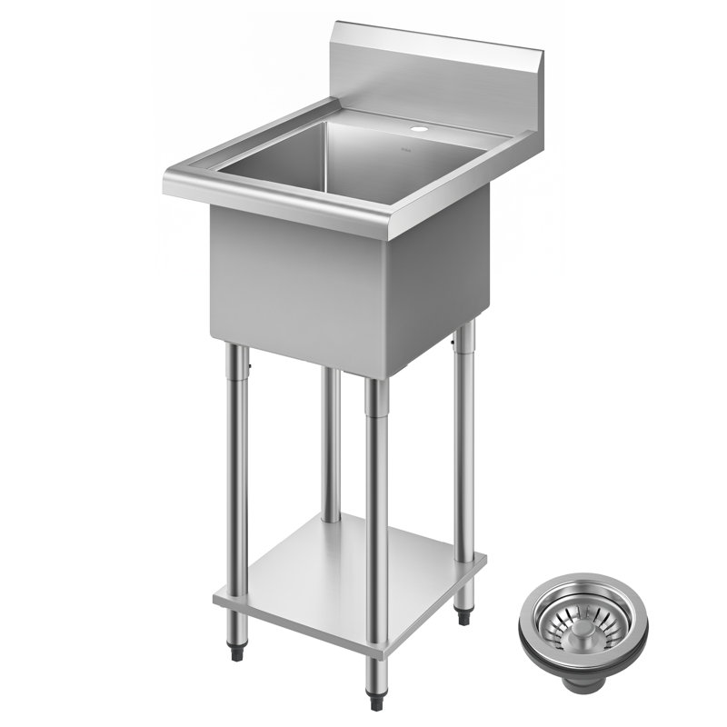 Évier de buanderie autoportant de style commercial en acier inoxydable de calibre 18 de 18 po KRAUS Standart Pro, 19" Length