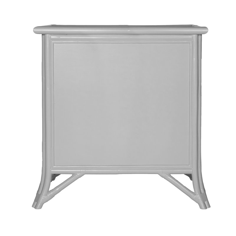 1 - Drawer Rattan Nightstand, Light Gray