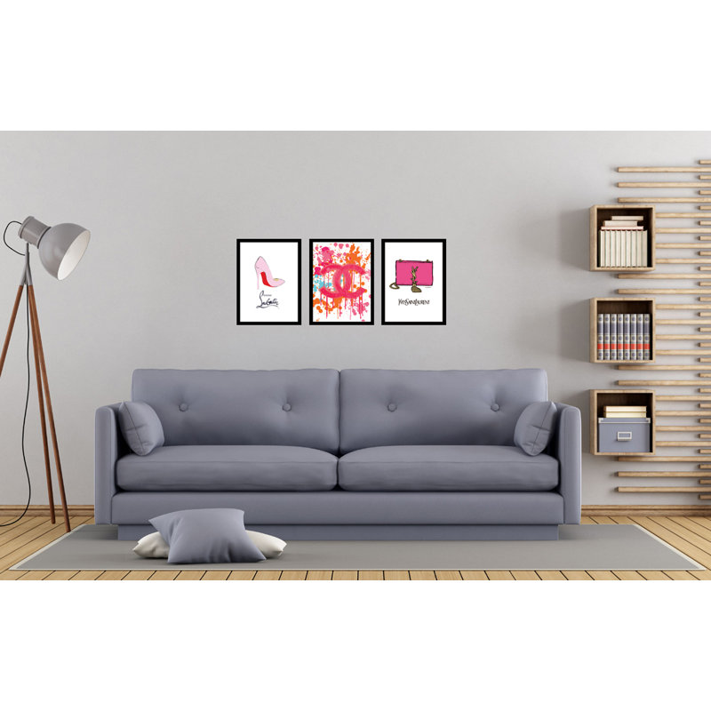 Pink and Gold Fashion Handbag Framed Print for Kids
