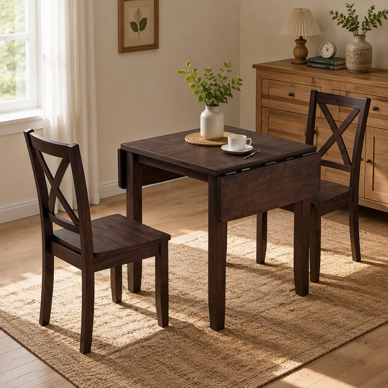 Ensemble de table de salle à manger 3 pièces avec 2 chaises à dossier en X et espresso