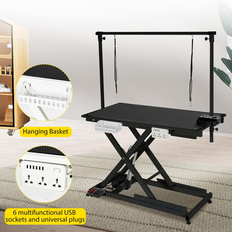 Black Heavy Duty Electric Pet Grooming Table with Adjustable Height