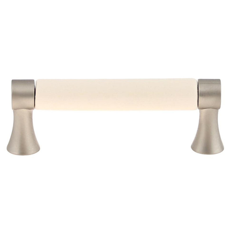 (Paquet de 25) Poignée en terre cuite de 3 po, Étain satiné brossé / beige