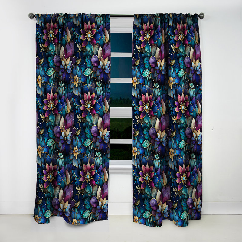 Motif marocain Boho - rideau floral - rideau occultant floral - 1 panneau, L 52 po x L 63 po