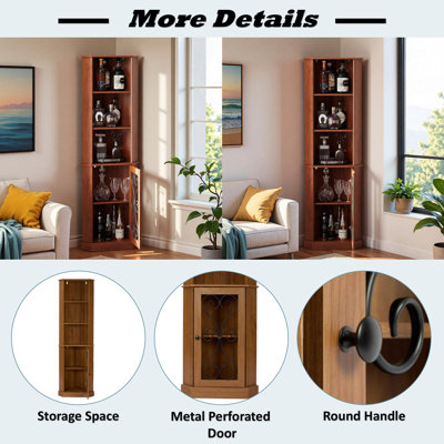 Grande armoire de coin avec espace de rangement et porte perforée en métal