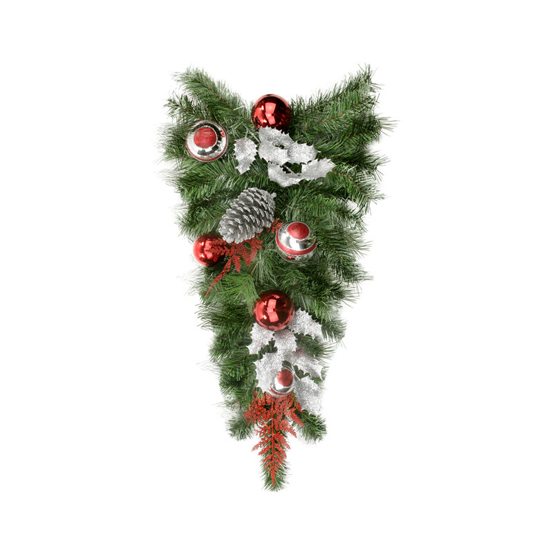 24" Green Cedar Artificial Christmas Teardrop Swag Unlit