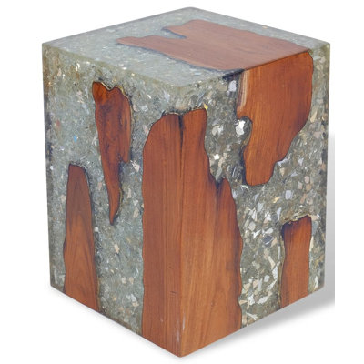 Siddharth Solid Wood and Resin Accent Stool