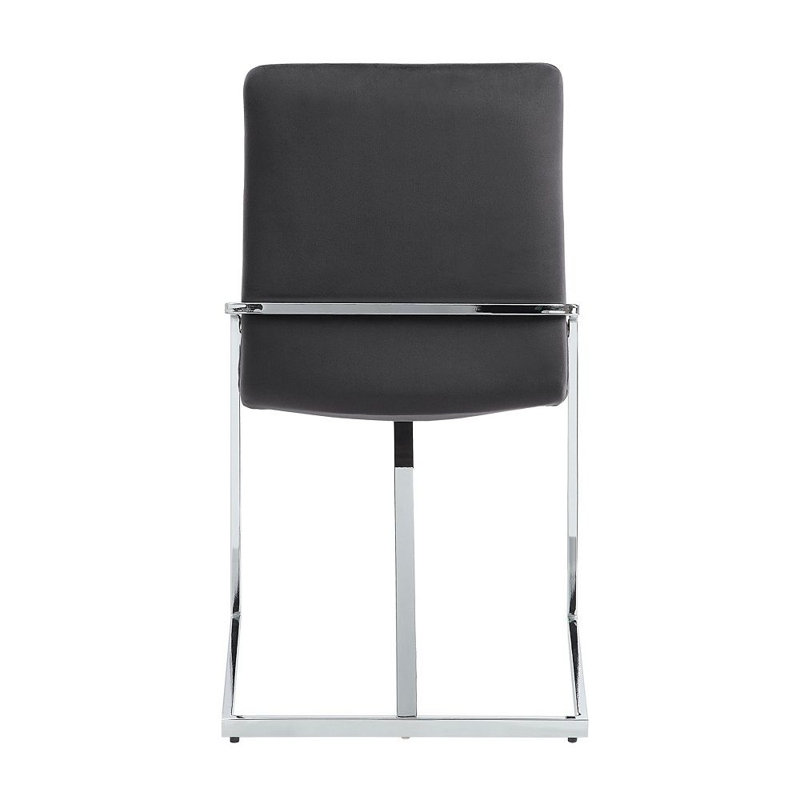 Chaise d'appoint (lot de 2), velours gris et finition chromée