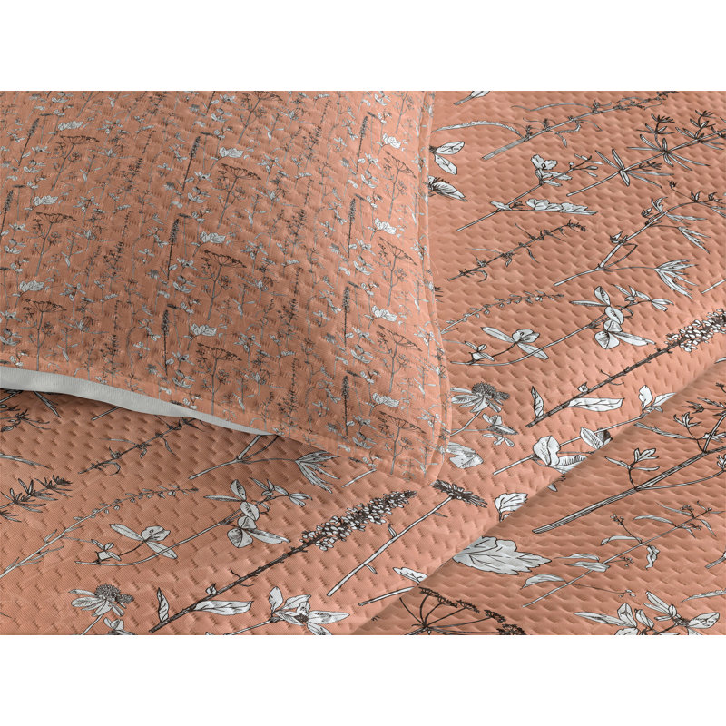 Floral Coverlet, King Bedspread + 2 Shams