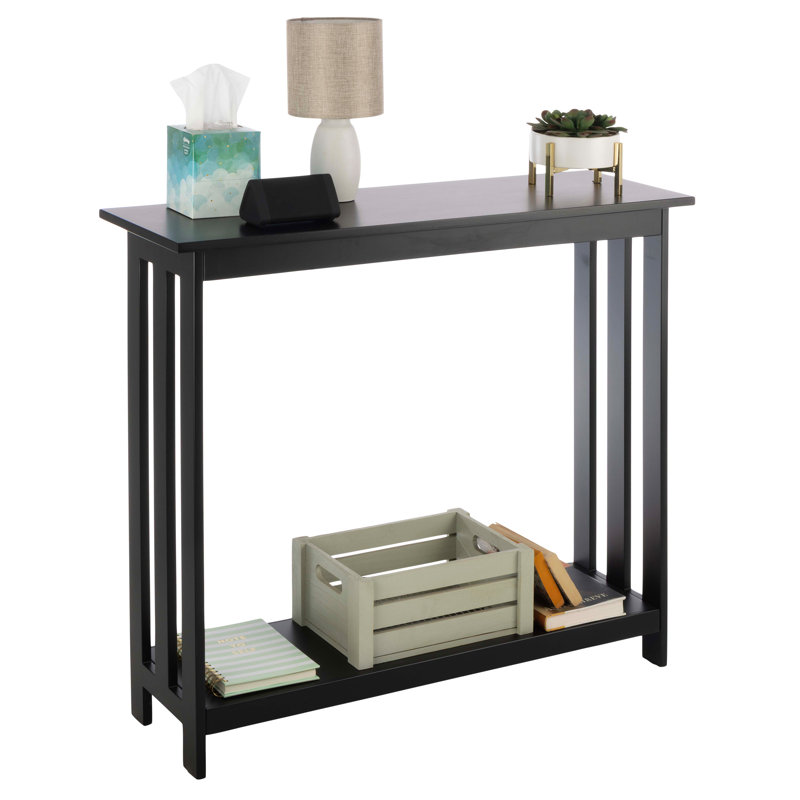 Console Table - 39in X 11.8in Narrow Entryway Table - 2-tier Sofa Table With Open Storage Shelf - Console Tables For Entryway, Hallway, And Foyer - Living Room Furniture (Black)