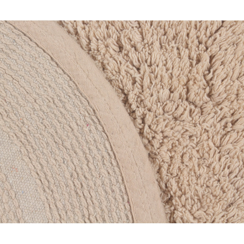 Gadbois Double Ruffle Cotton Round Bath Rug, Linen