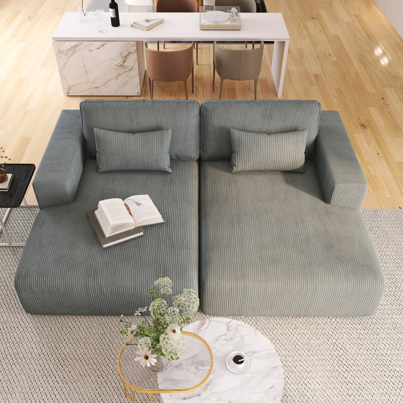 Canapé double en U avec 2 coussins U-Style, Polyester gris