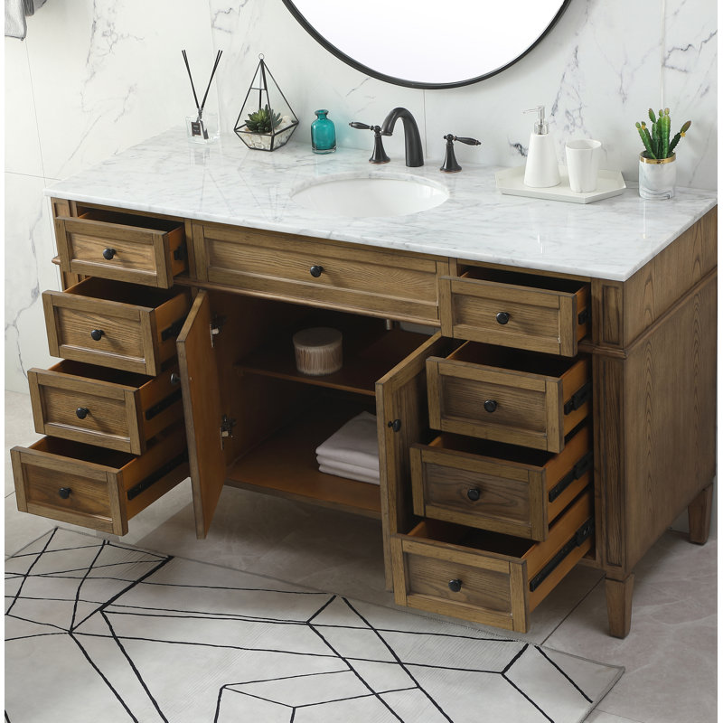 Ensemble de meuble-lavabo simple 60 "Rivers, Brun foncé