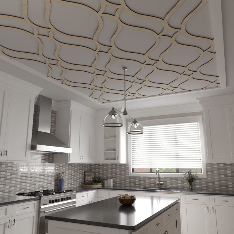 Panneau de plafond décoratif en bois Villarreal, Bouleau, H 94,5 po x l 63 po x P 0,375 po