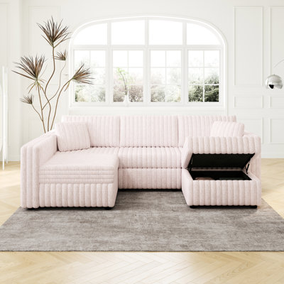 En forme de U en rose 4. Moderne et confortable. Pour le salon de la chambre à coucher. Matériaux. Relevage hydraulique. Coussins lavables: rose de 106,3 po. Moderne et relaxant. Avec