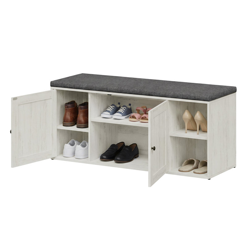 Banc de rangement pour 10 paires de chaussures, assemblage sans outil, avec tablettes réglables, Blanc