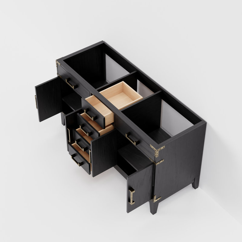 Meuble-lavabo double l 60 po x P 22 po Laurel, Chêne noir