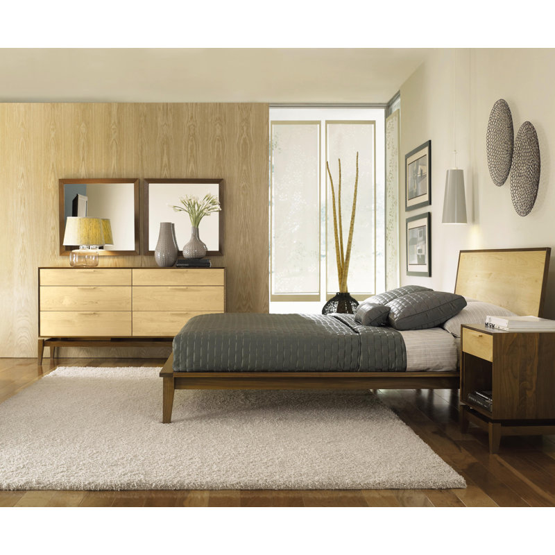 Astrid Flat Wall Mirror, Natural Walnut