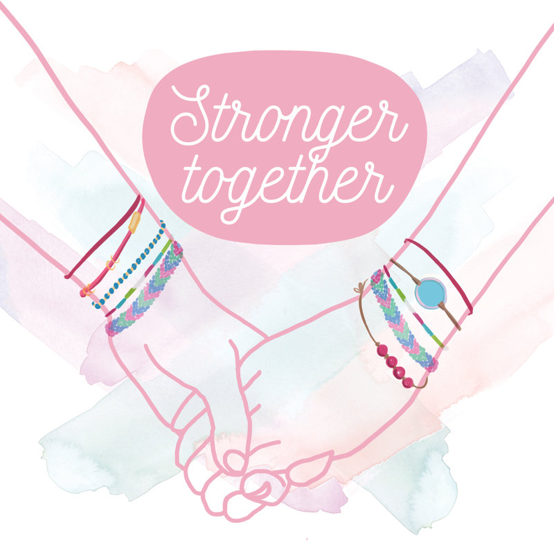 Friends Holding Hands - Wrapped Canvas Print, 30cm H x 30cm W x 3.8cm D