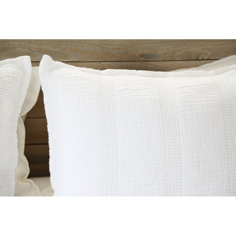 Nantucket Gray/White/Midnight Cotton Piece Euro Sham, White, Euro