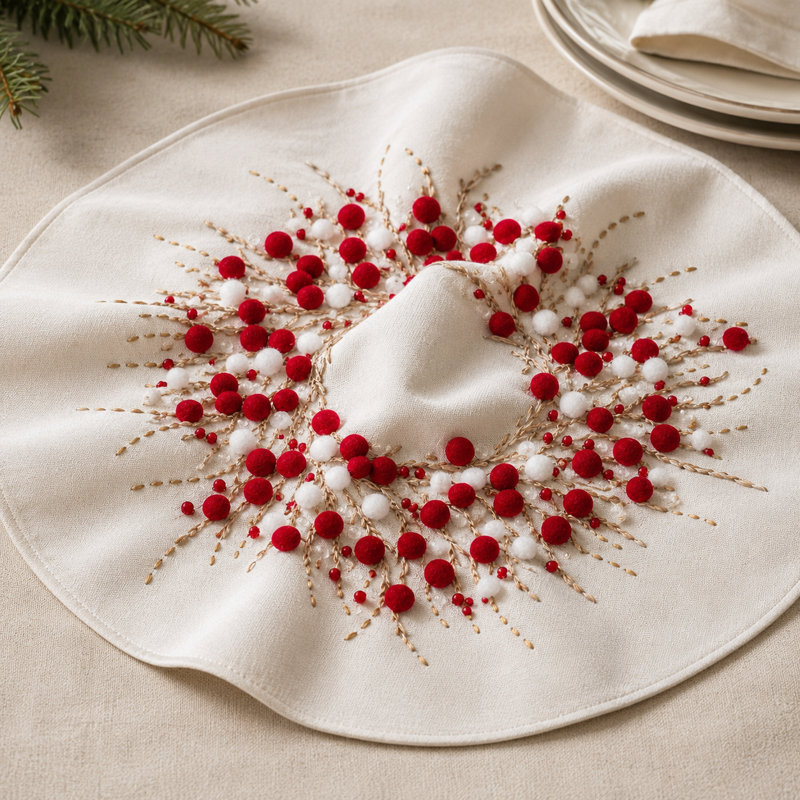 Liebwin Cotton Blend Plaid Round Doily