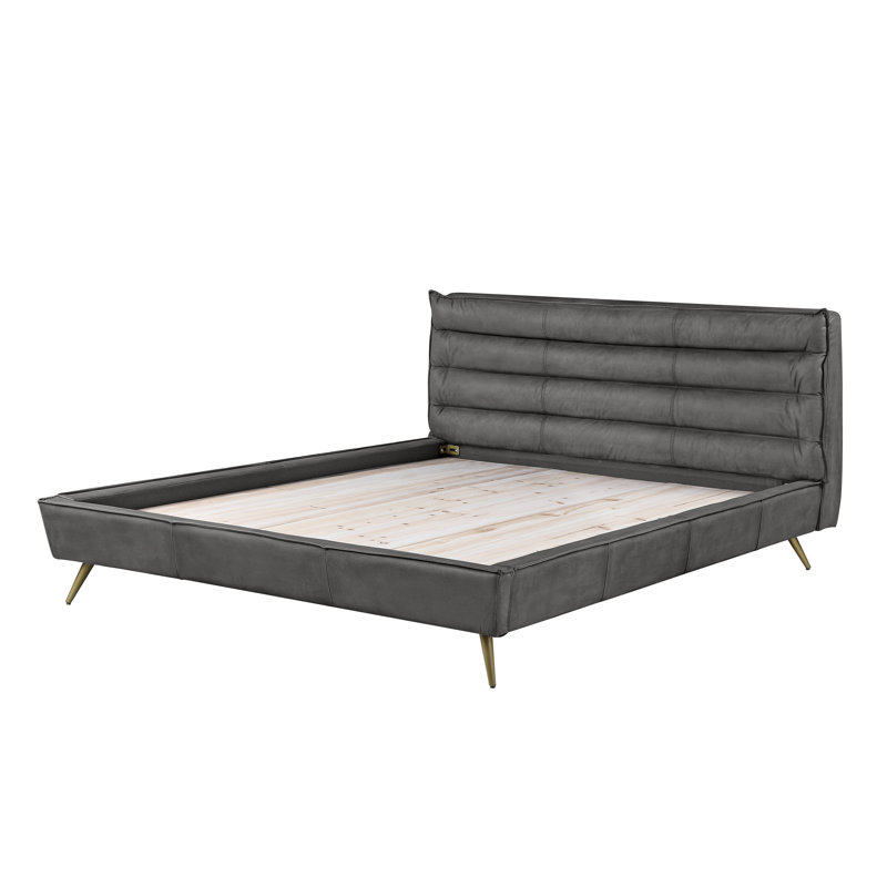 Lamarria Upholstered Low Profile Platform Bed, Queen, Vintage White