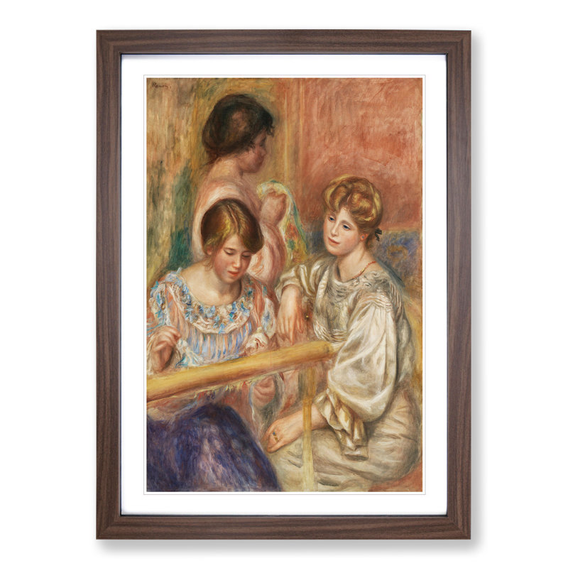 Embroiderers by Pierre-Auguste Renoir - Framed Print, Walnut, 65cm H x 48cm W x 2cm D