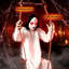 170 cm Hanging Ghost Halloween Decoration with Swing, Flashing Red LED Eyes and Sound, Touch and Vibration Activation for Indoor and Covered Outdoor Displays