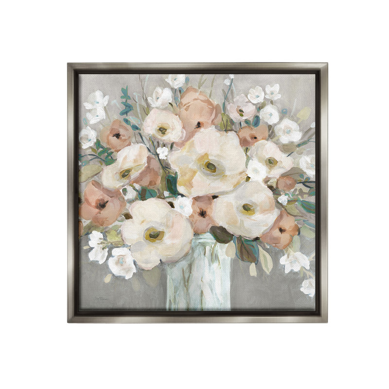 «Mixed Spring Bouquet Floater Frame» par Carol Robinson sur toile, Cadre flottant gris lustré, H 25 po x l 25 po
