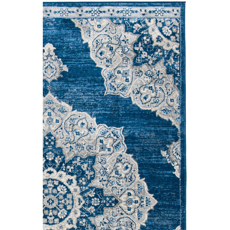 Tapis bleu marine / gris Arvillia, Rectangle 4 pi x 6 pi