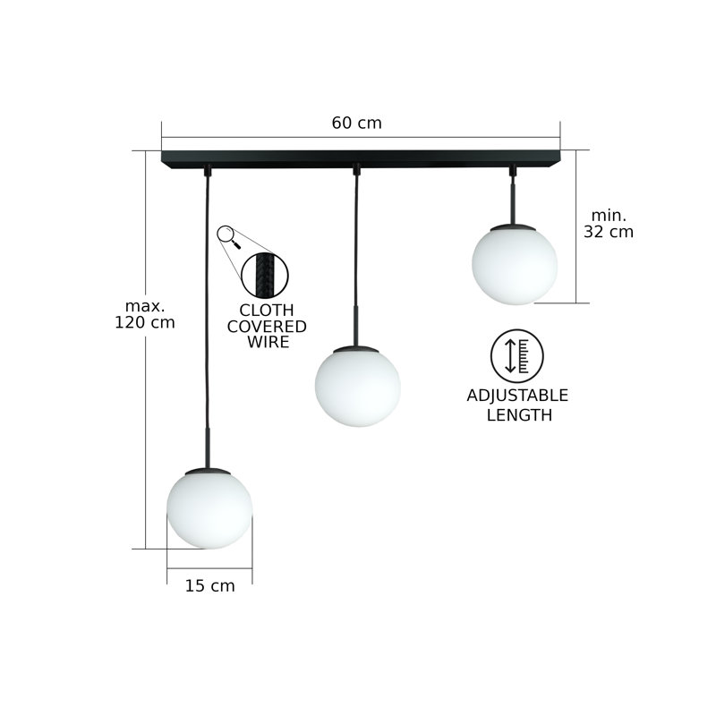 Bosie - Light Matte Black Pendant, 3