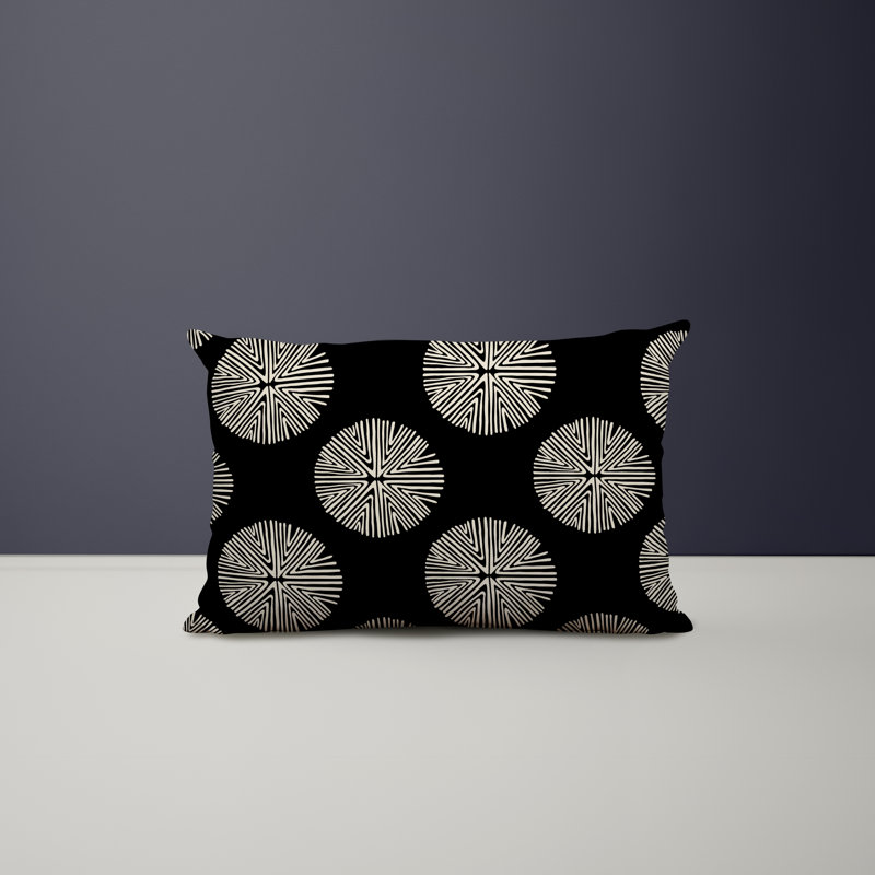 Polyester Lumbar Rectangular Indoor/Outdoor Pillow Cover & Insert, Black